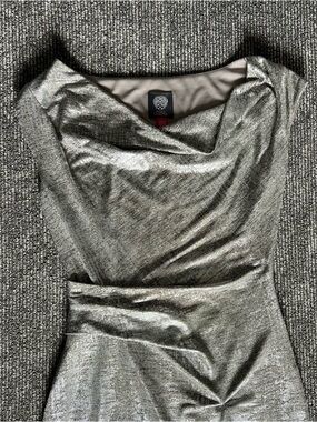 Vince Camuto Silver Metallic Ruched Dress Size 2